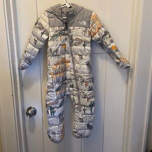 The North Face Kids' Gray and Yellow Patterned Snowsuit